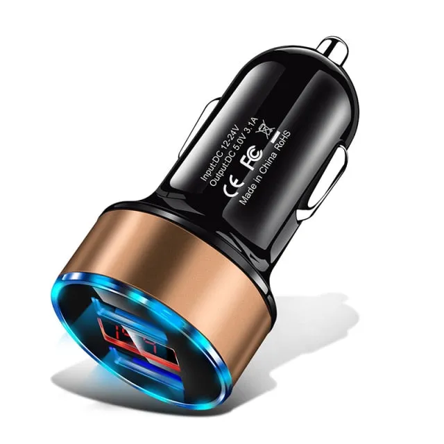 USB Car Charger Fast Charging Dual USB Adapter 3.1A