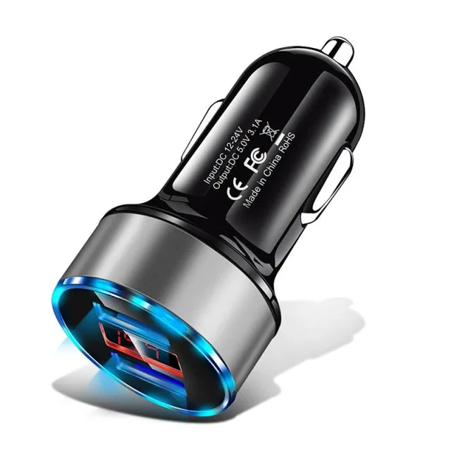 USB Car Charger Fast Charging Dual USB Adapter 3.1A