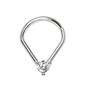 WildKlass 316L Stainless Steel Jeweled Teardrop Shaped Seamless Ring