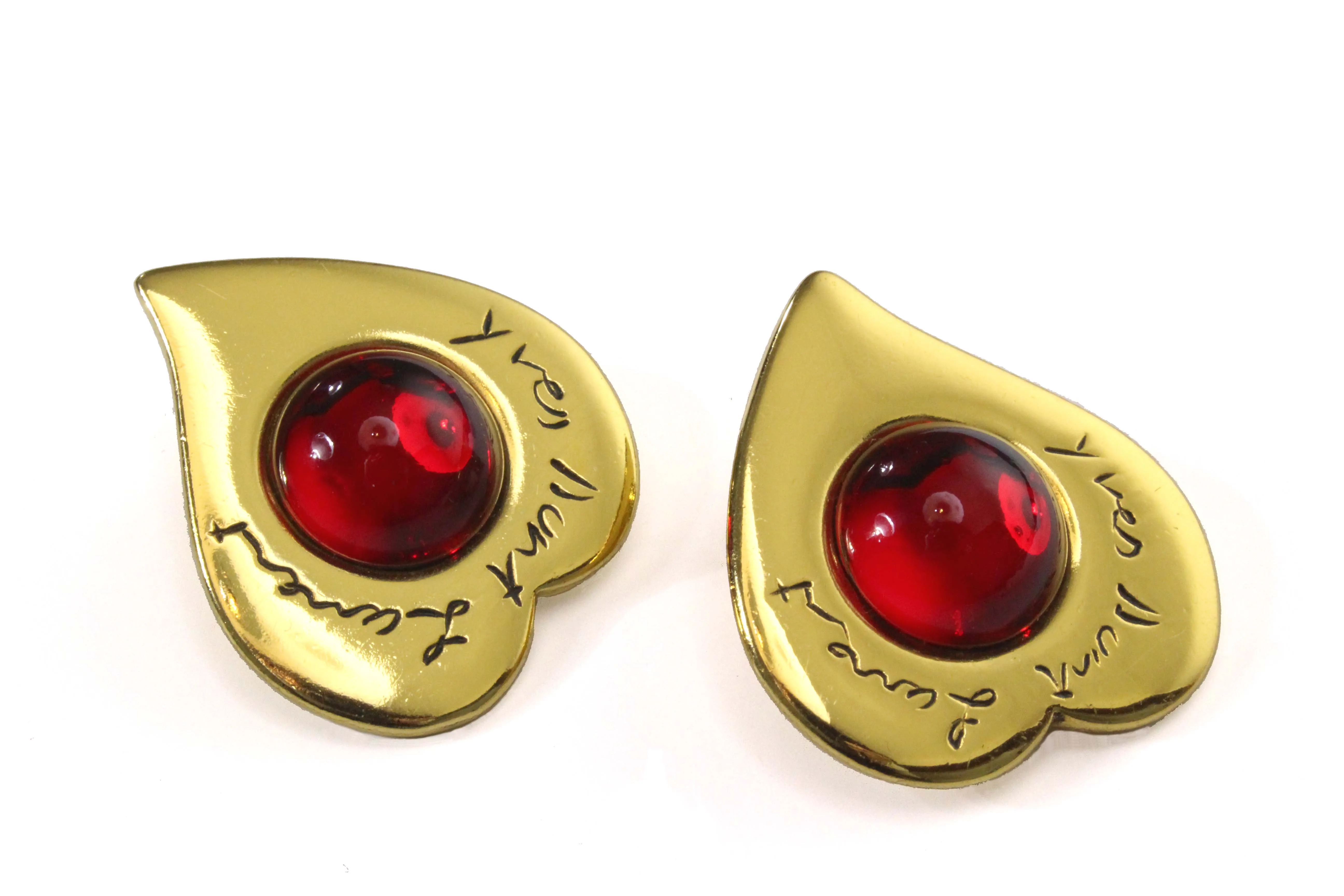 YVES SAINT LAURENT heart cabochons earrings