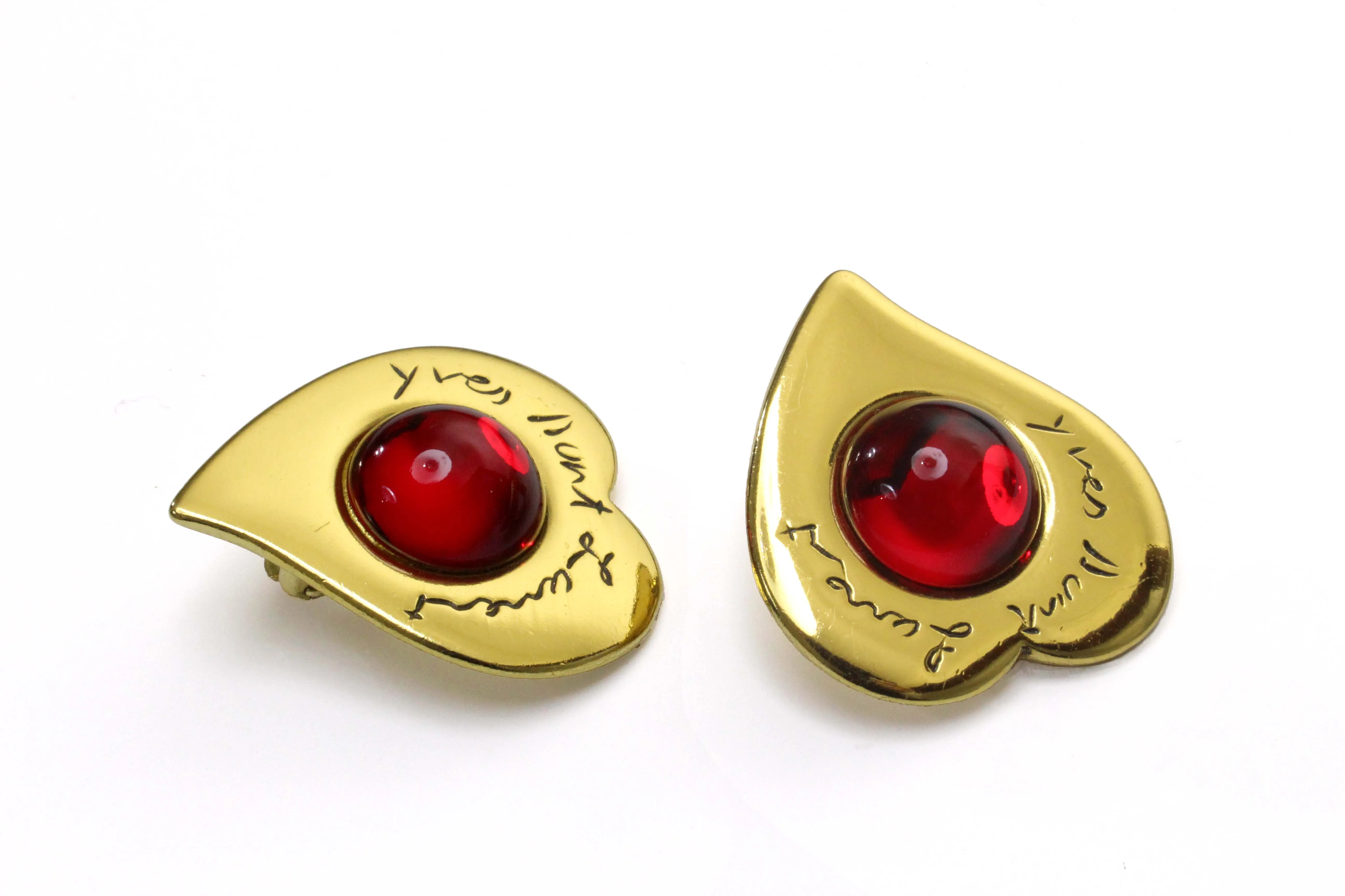 YVES SAINT LAURENT heart cabochons earrings