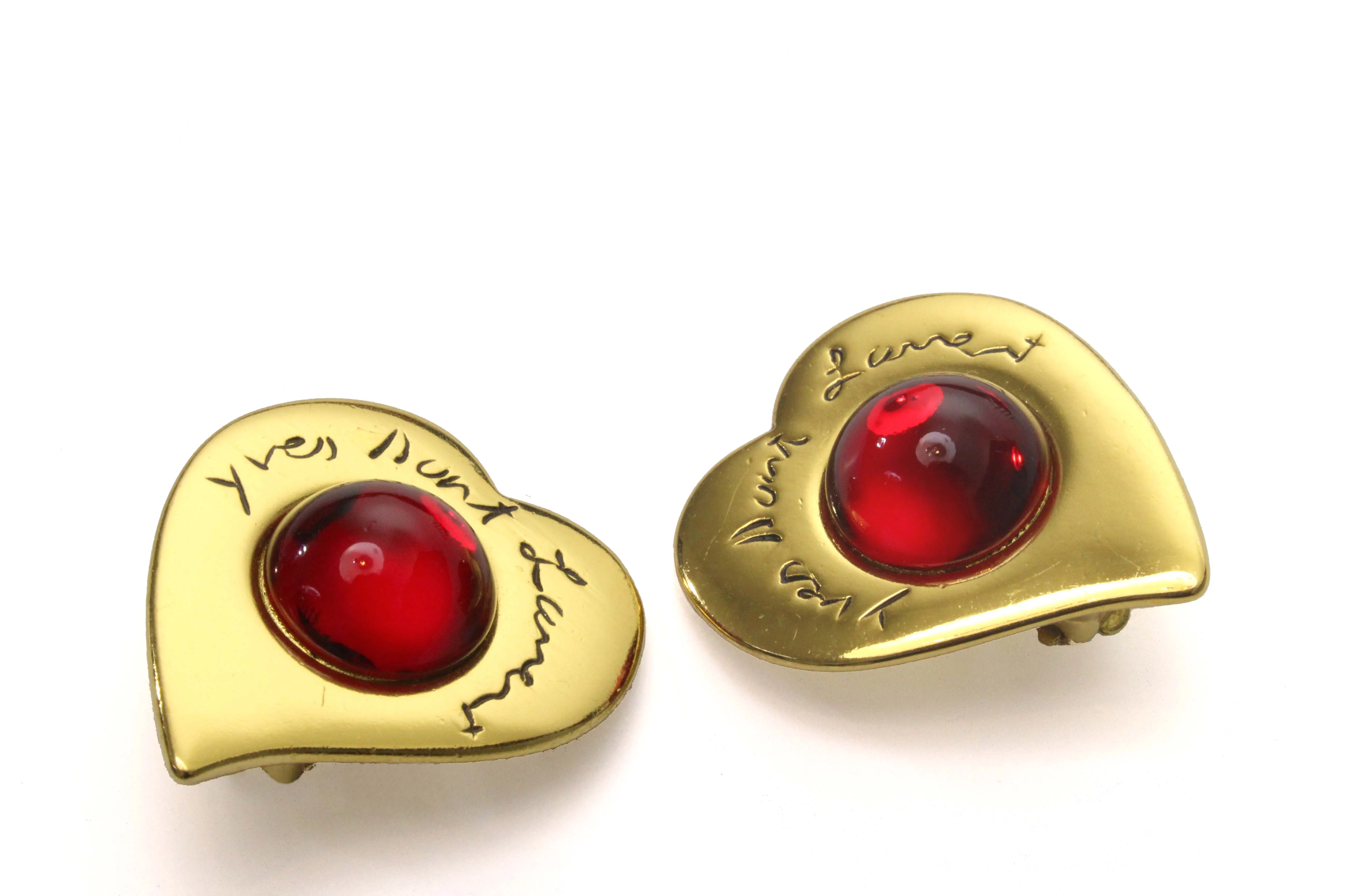 YVES SAINT LAURENT heart cabochons earrings