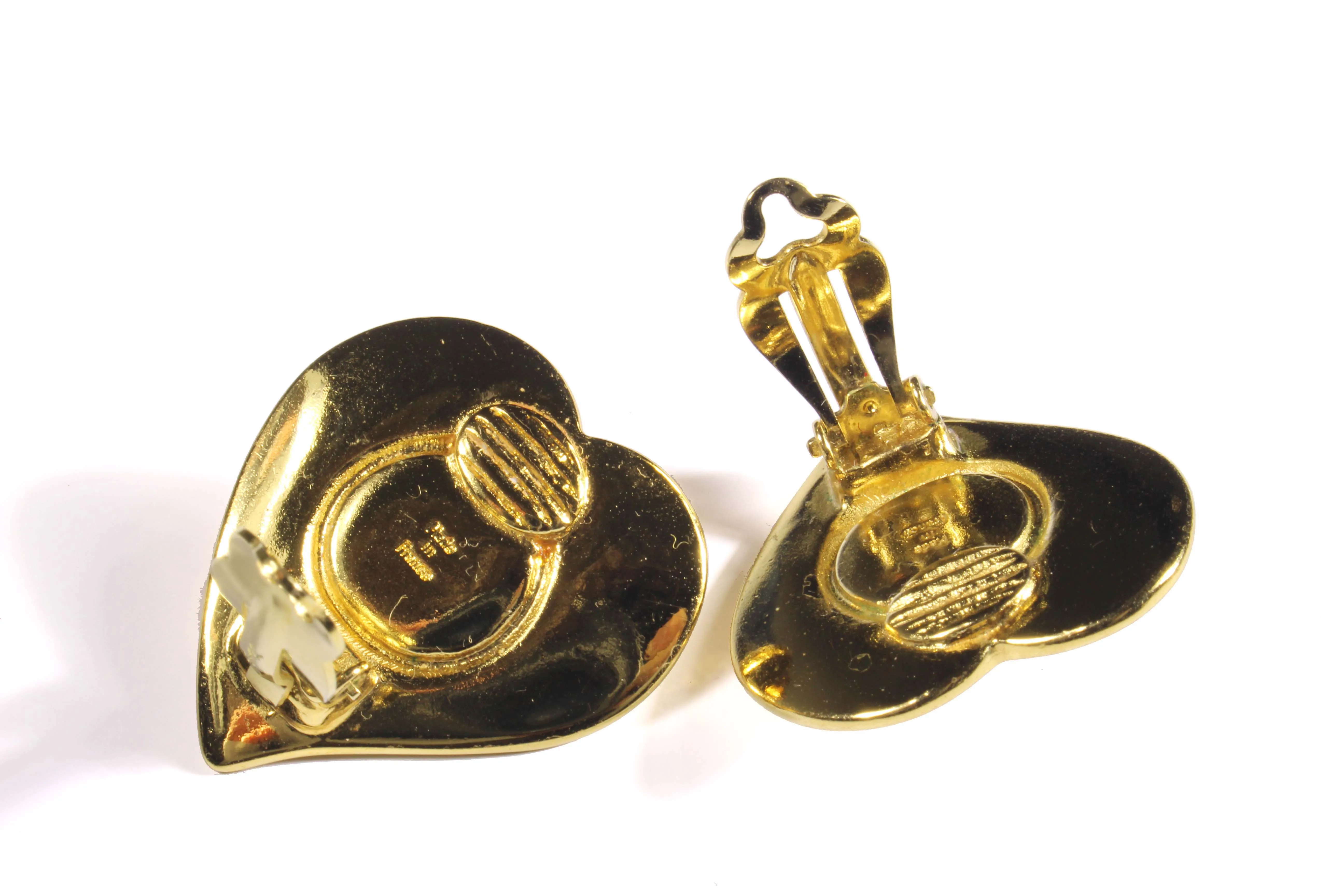 YVES SAINT LAURENT heart cabochons earrings