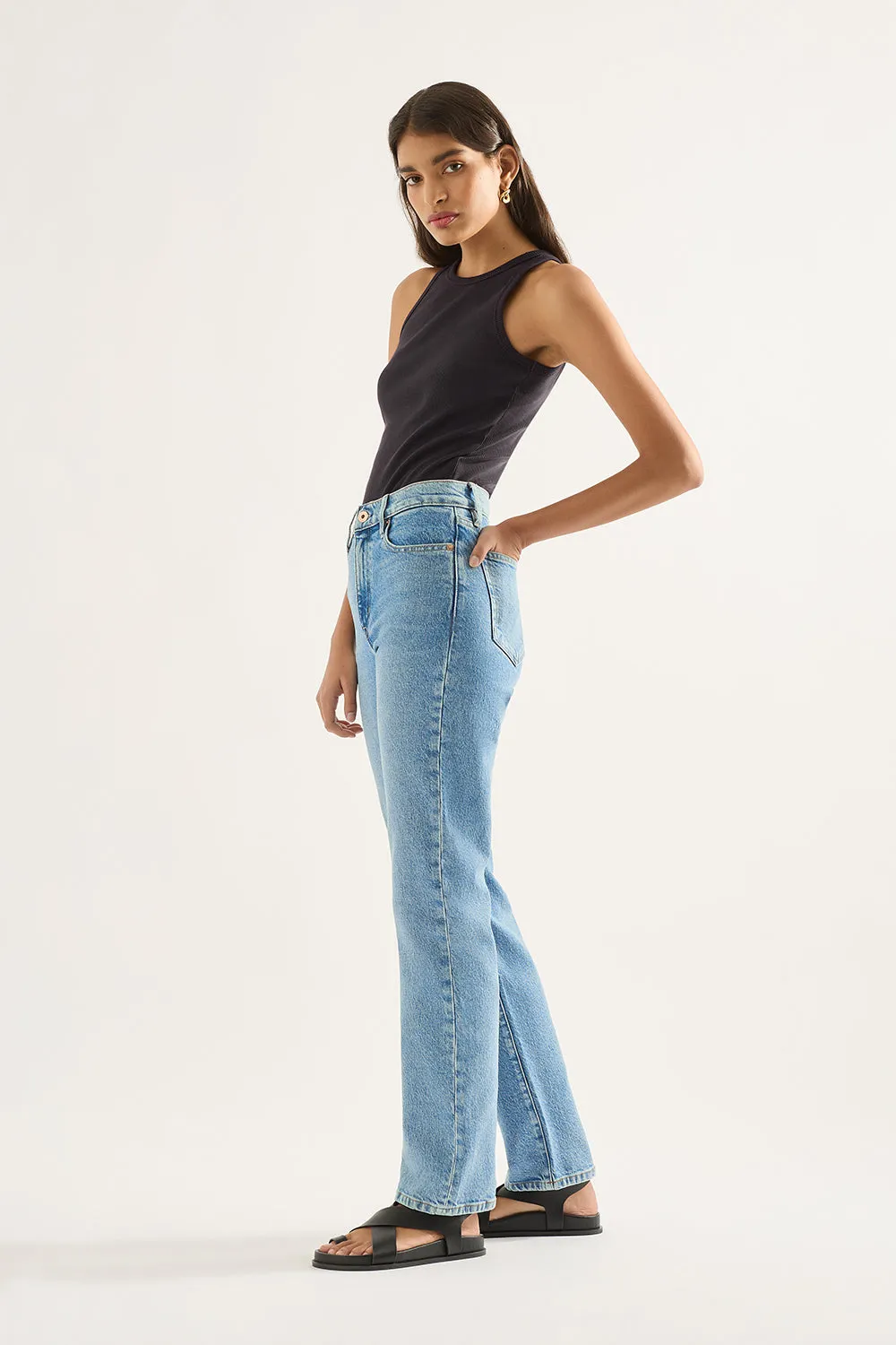 Zoe High Straight Full Length Jean - Cadence Blue